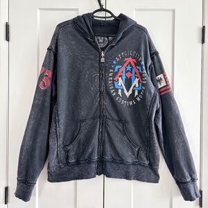 Affliction, American Customs MC Eagle, Full Zip Hoodie, Jacket, Y2K, Grunge, L